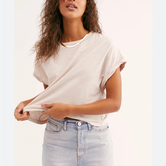 New with tags! Free people x we the free “you rock” tee size medium in “salt” - Picture 1 of 6
